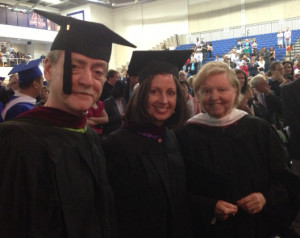 Bill Gentile, Lynne Perri and Dotty Lynch were among the faculty in 2008 for the New Hampshire trip. They're shown here during commencement in May 2008.