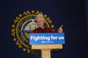 Former president Bill Clinton at a Hillary for America rally in Milford, New Hampshire. Photo by Sharon Lee.