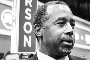 Ben Carson visits the spin room after the debate. Photo by Anna Sortino. 