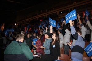 Crowd supporting Bernie Sanders Photo by Lauren Green