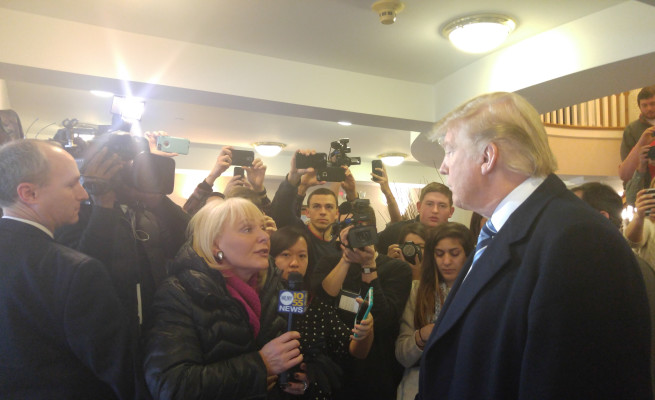 Marcia Kramer of WCBS interviews Donald Trump. Photo by Carrie Giddins Pergram
