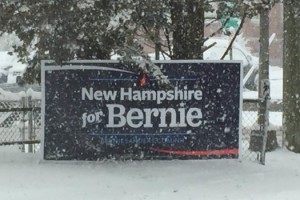 Supporters post signs for Bernie Sanders, the senator from neighboring Vermont. Photo by Jose De Bastos