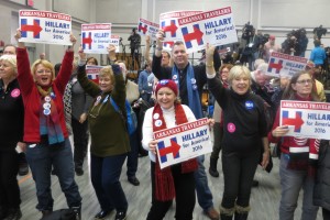 A group calling themselves the Arkansas Travelers attended presidential candidate Hillary Clinton's rally Monday morning. Photo by David Lim