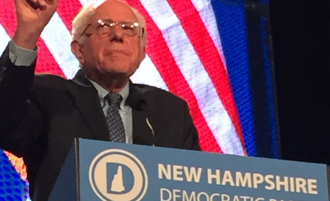 Bernie Sanders speaks at the McIntryre-Shaheen 100 Club. Photo by Alaina Monismith