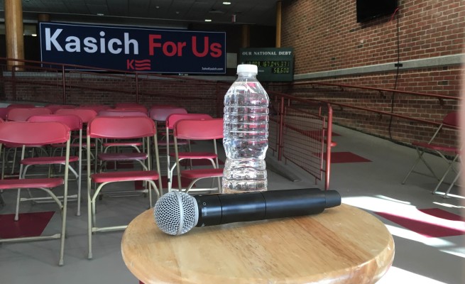 Before the crowds gathered at a Kasich town hall in Concord, NH. Photo Credit: Wes Young
