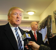 Presidential candidate Donald Trump speaks to guests at the Best Western Plus in Manchester, NH.

"It will reduce the field. There will be some people dropping out... Well I feel really good. We're going to make America great again. That's my whole theme. We have such tremendous support. New Hampshire's an amazing place and I think we're going to do pretty well."

Photo by Sharon Lee