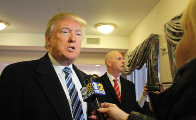 Presidential candidate Donald Trump speaks to guests at the Best Western Plus in Manchester, NH.

"It will reduce the field. There will be some people dropping out... Well I feel really good. We're going to make America great again. That's my whole theme. We have such tremendous support. New Hampshire's an amazing place and I think we're going to do pretty well."

Photo by Sharon Lee