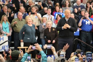 Former Secretary of State Hillary Clinton with Former Secretary of State Madeleine Albright and Sen. Cory Booker (D-N.J.) at Clinton event in Bedford. Photo by Matt Waskiewicz