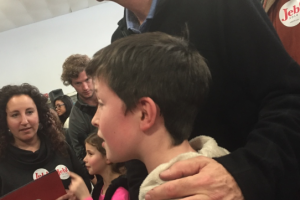 10-year-old Ronan Balistreri poses with Jeb Bush at a  Townhall meeting on Feb. 6, held  at the McKelvie International School