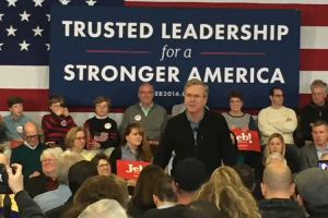 Former Governor Bush spoke with New Hampshire constituents about a variety of issues and answered their questions in a town hall discussion. Photo by Steff Thomas.