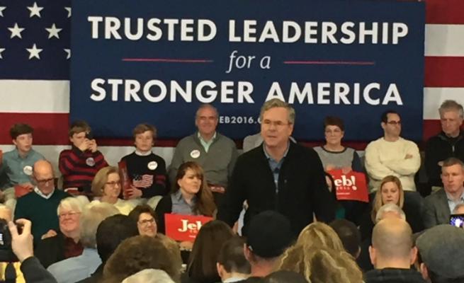 Former Governor Bush spoke with New Hampshire constituents about a variety of issues and answered their questions in a town hall discussion. Photo by Steff Thomas.